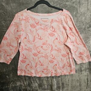 Charter Club womens tops Lg 100% Pima Cotton pink white